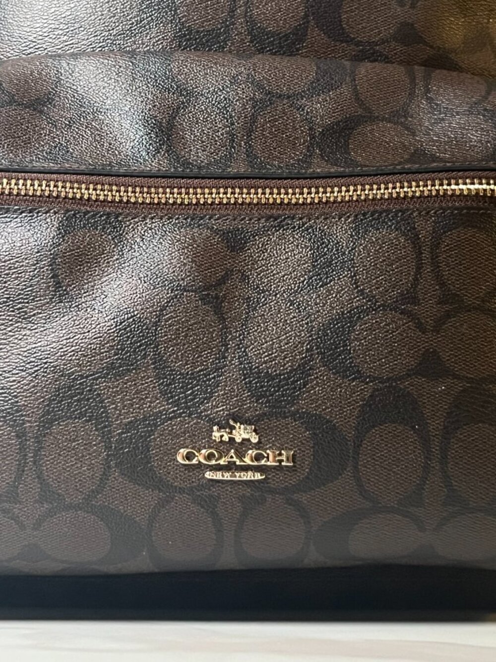 Coach Charlie Backpack Signature Brown Black Canvas Leather Trim - Picture 3 of 13